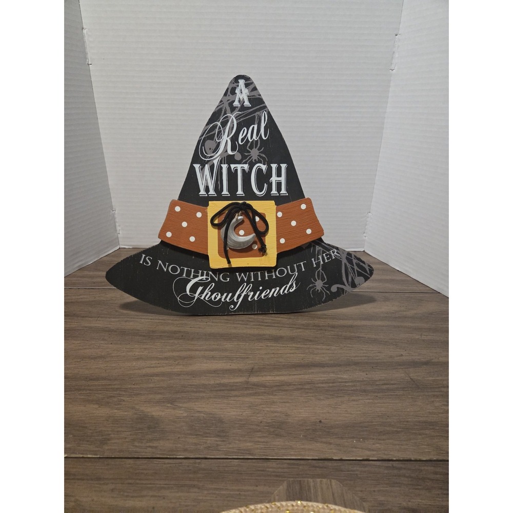 wooden witch hat Halloween Decoration
